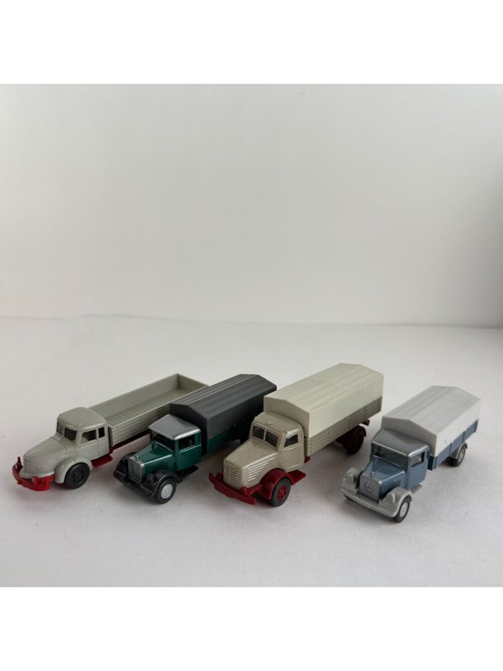 Vintage Wiking Plastic Lot Covered Trucks Mercedes